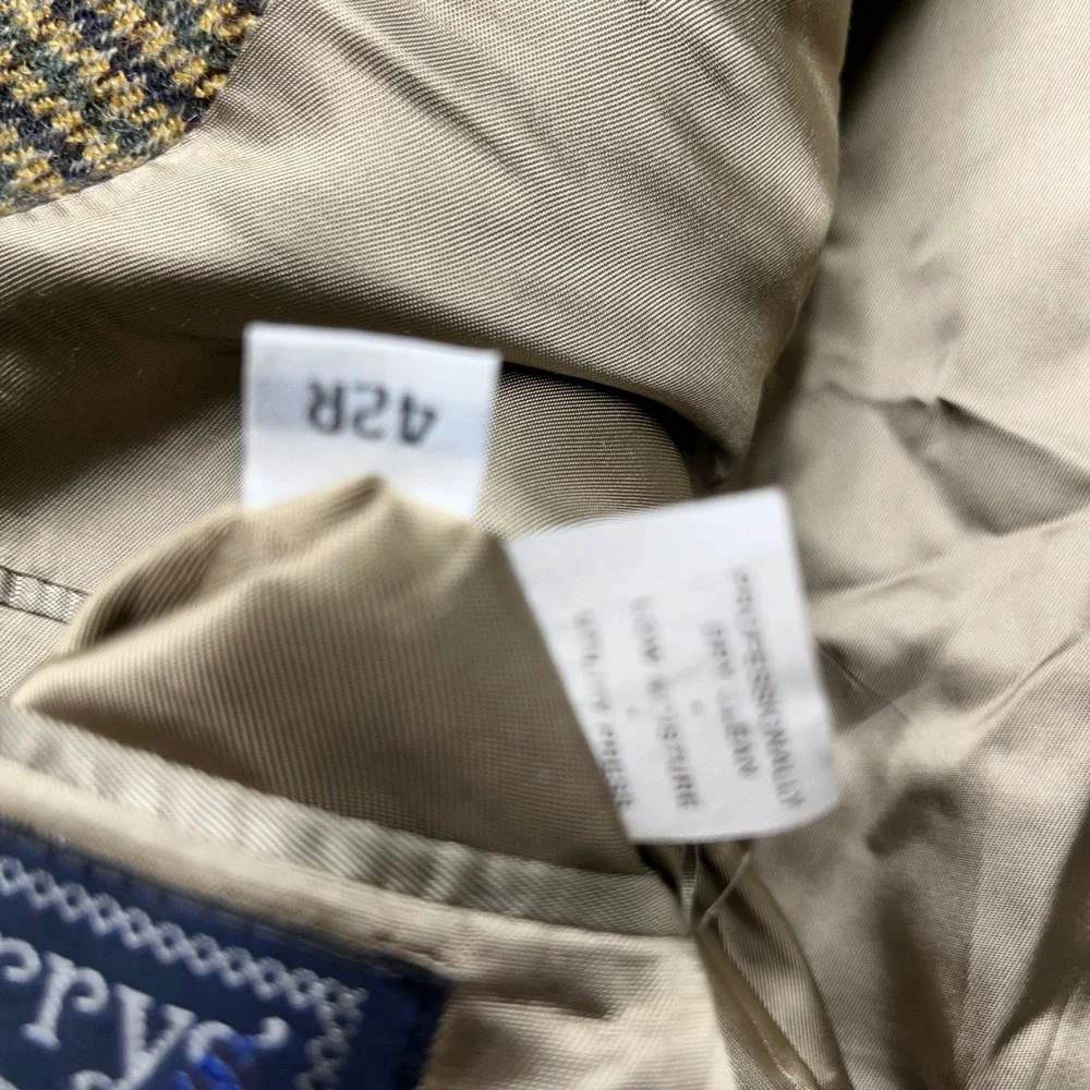 VTG Burberrys Men Blazer Houndstooth suit jacket Sport Coat Brown 1/2 canvas 42R - Picture 2 of 16